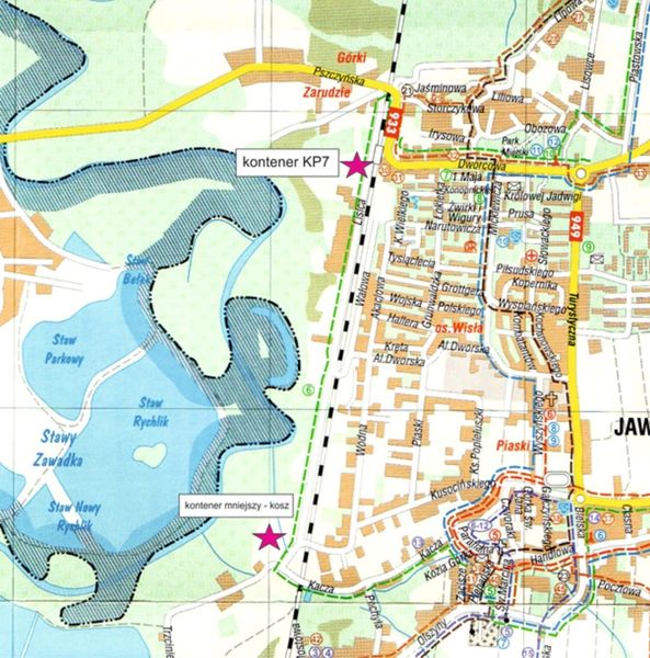 lokalizacja kontenerów na śmieci w ramach akcji plogging - ul. Lisica