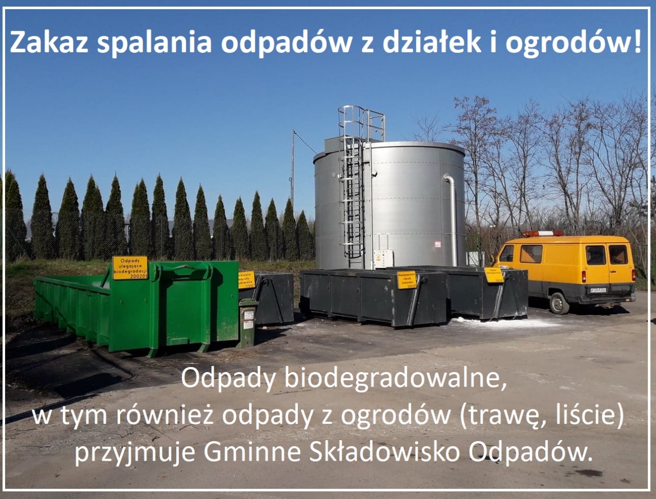kontenery na odpady biodegradowalne wystawione przy Gminnym Składowisku Odpadów