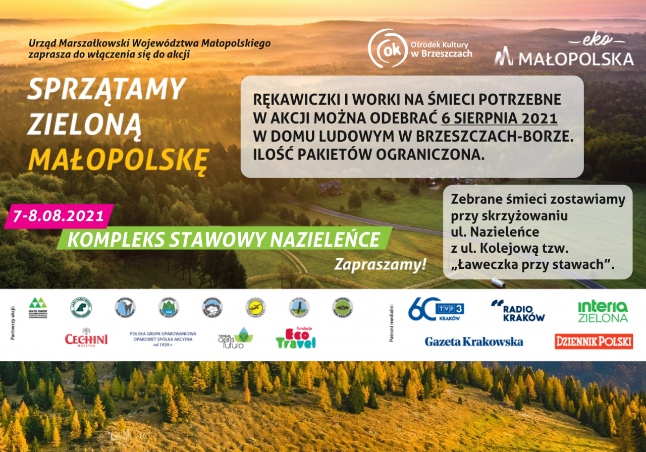 sprzątamy zieloną Małopolskę - kompleks stawowy Nazieleńce 7 i 8 sierpnia 2021