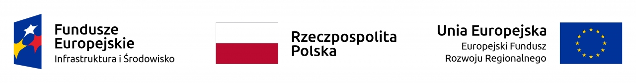 logo Fundusze Europejskie Infrastruktura i Środowisko, flaga Polski, flaga UE