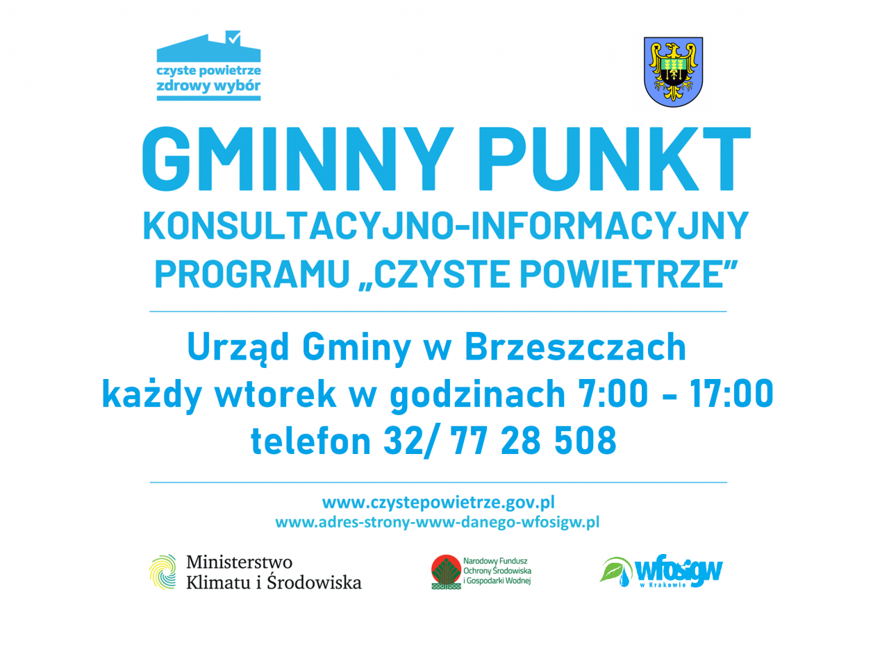 gminny punkt konsultacyjny urząd gminy w Brzeszczach każdy wtorek w godzinachod 7 do 17 telefon 32 77 28 508