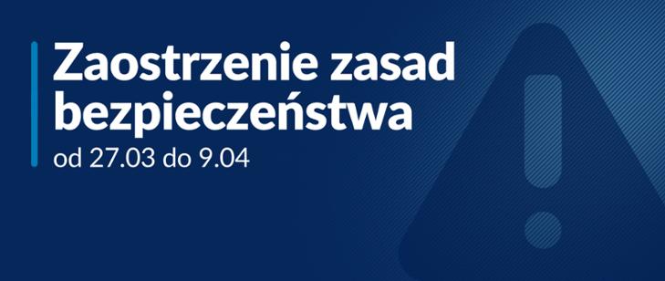 baner - zaostrzenie zasad bezpieczeństwa od 27.03.2021 do 9.04.2021