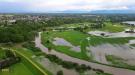 Rzeka Wisła - lokalne podtopienia na terenie Gminy Brzeszcze. Zdjęcie: FOTO & DRON Gmina Brzeszcze (18.05.2021)