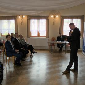 konferencja podsumowująca rozbudowę i przebudowę oczyszczalni ścieków w Brzeszczach.